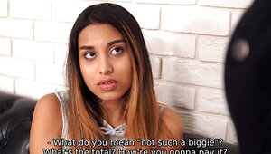 Adorable girl getting banged by a creepy debt collector