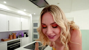 Blondie with a horny pussy enjoys POV anal as well