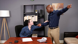 Office problems leads a worker to fuck her black boss