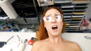 Nerdy girl is stripped naked and fucked by a security officer