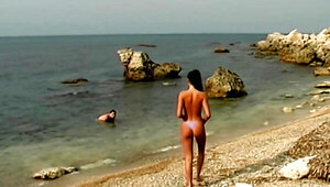 Petite Lucy Lee can’t be left alone nude on the beach