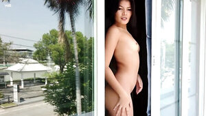 Sweet Asian chick Shae Kink cock-teases in a solo video