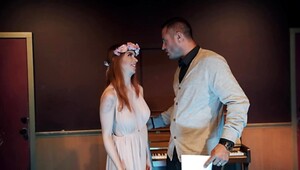 Teacher fucks delightful girl with red hair in music classroom