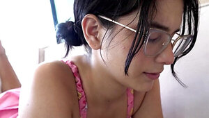 Desi babe using her barely legal feet to keep him hard