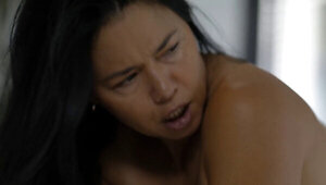 Asian cougar is fucked on the table by a horny stepson