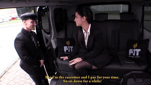 Naughty secretary is fucked in the limo by a naughty boss