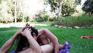 Big-ass babe is getting fucked hard out in the open