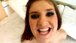 Sex crazed babe takes a big dick in all three of her holes