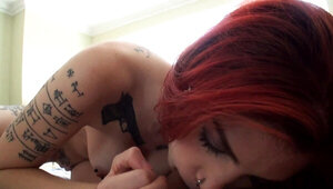 Tattooed ginger mademoiselle is getting penetrated passionately