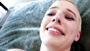 Slutty blonde gets her pinky hole filled with cock