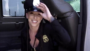 Jada Stevens and Jmac have fun with cop uniforms