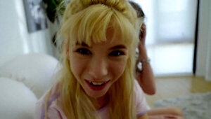 Horny teen whores compete for a stepbrother’s fat dick
