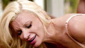 Busty blonde cougar fucked balls-deep by a horny stepson