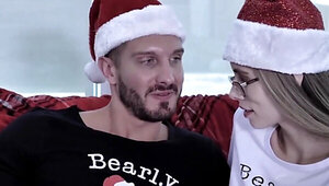 Santa stepdad is going to SLAY her teenage pussy too