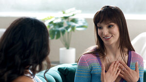 Attractive brunettes getting together and having a party