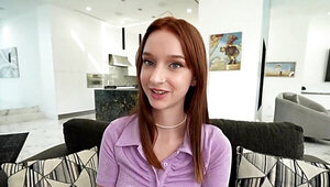 Redheaded teen beauty getting fucked with legs open wide
