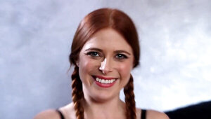 Redheaded girl surrenders to his oral desires big time