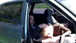 Depraved blonde chick must blow this guy for a ride