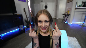 Inked girl sucks a big cock and takes it all the way