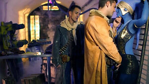 Star Wars porn parody with a blue alien chick fucking