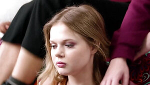 Two horny lezzies seduce their young roommate's cunt