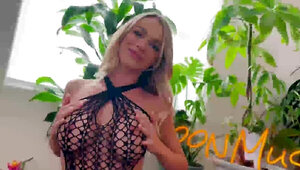 Blonde woman with a fat ass masturbates and gets fucked