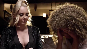 Lesbian interracial! Blonde MILF seduced by a black babe