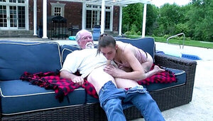 Submissive girl has to fuck a gross old man today