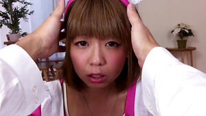 Japanese cutie hosts her client's dick in her twat