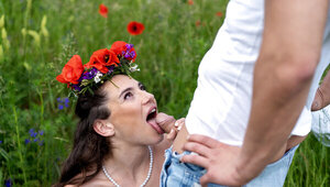 Cute brunette in a wedding dress has sex with a big dick