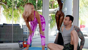 Bunny Madison is too horny to just work out, she needs COCK