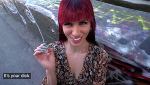 Thick redhead Yenifer Chacon is having sex in public