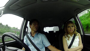 Sara Mizuhara is fingered int he car by a kinky stepdad