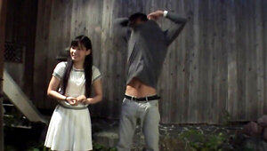 Japanese girl Yui Kasugano is being fucked outside