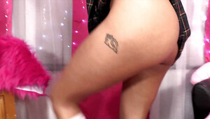 Schoolgirl pushes her skirt up to get stepbrother's dick