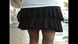 Dark-Hued rosebutt footwear and a mini micro-skirt