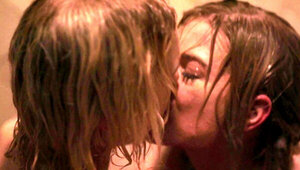 Passionate lesbian hotties having sexy fun in the bathroom