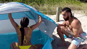 Big breasted girl fucking a big dicked alpha male