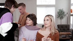 Stepbrothers get lucky with two submissive step sluts