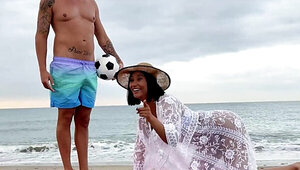 Complete stranger gets to fuck her hole on the beach