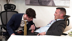 The slender lad jerking off his boss and asks for more money