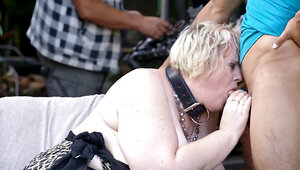 Fucking his plus size mature chained submissive lady