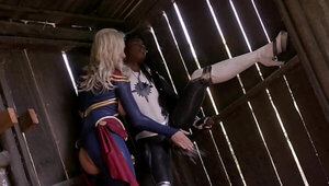 Superheroines solve the conflict by interracial lesbian sex