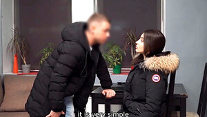 Debt ridden girl is going to suck him off before fucking