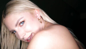 Cute blonde takes deep anal doggy and slobbers before cowgirl