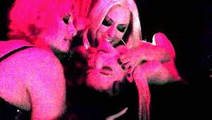 Three hot women are doing some kinky lesbian fisting and fingering