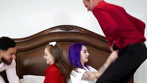 Stepdaughter screwing crew getting fucked in a foursome