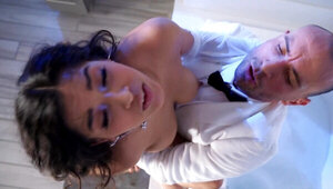 Petite brunette wifey Gabriela Lopez gets rammed in the hotel room