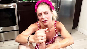 Attractive blonde wife Ally Wild giving a POV handjob