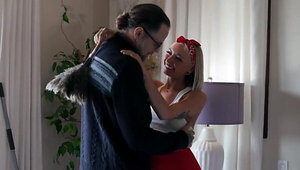 Maid fuck with a horny MILF and a kinkier blonde teen